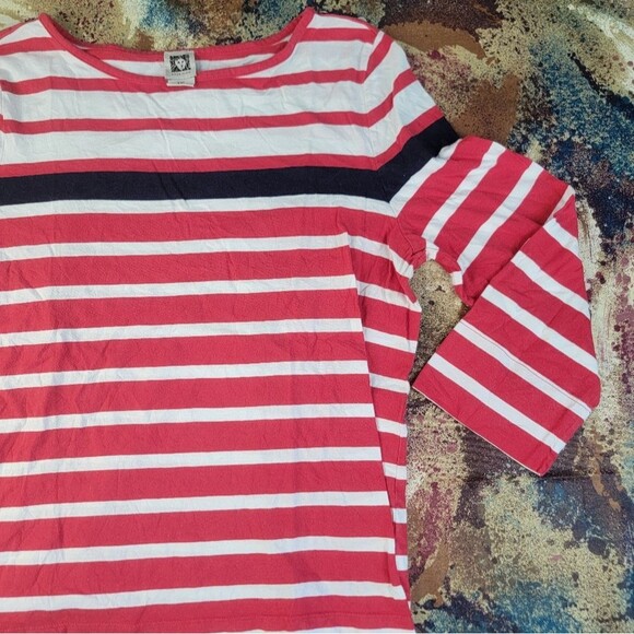 Anne Klein Red and White Striped Blouse - Picture 6 of 12